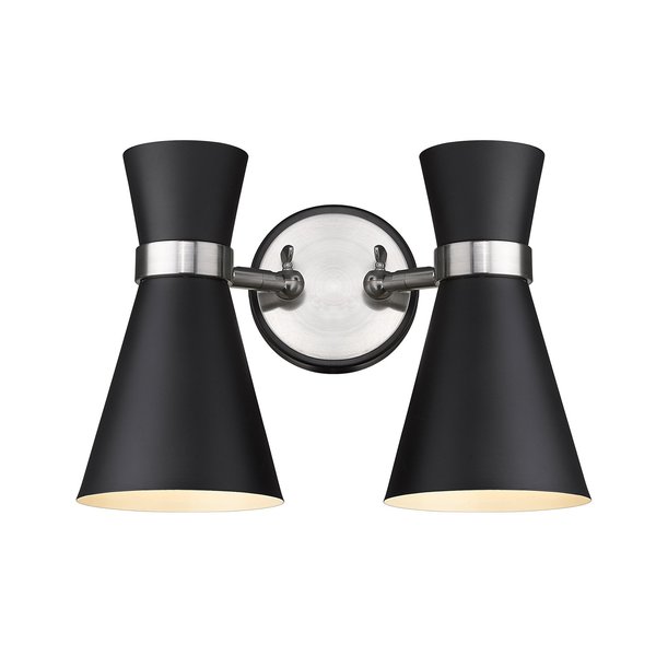 Z-Lite Soriano 2 Light Wall Sconce, Matte Black 728-2S-MB-BN